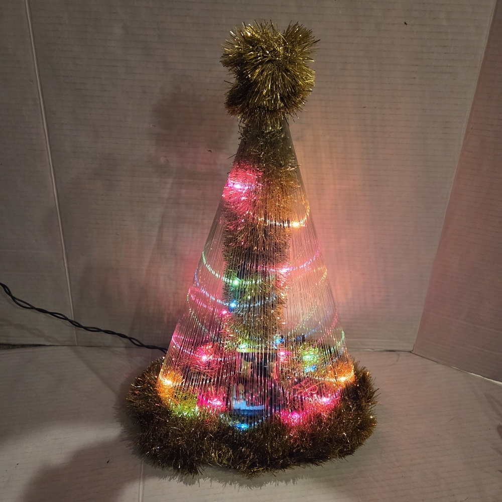 Vintage Fiber Optics Christmas Tree Teddy Bear Kitchy Retro